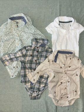 10 Piece Baby Boys Button Romper Set with Assorted Pants